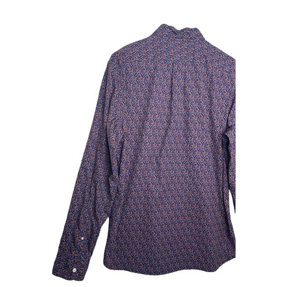 J Crew Top Mens Large Blue Slim Ditsy Floral Button Down Long Sleeve Preppy - Picture 11 of 14